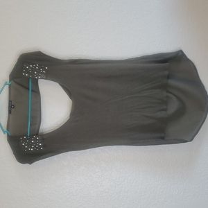 LOVE HAIGHT OLIVE GREEN CAP SLEEVE BLOUSE SIZE MED